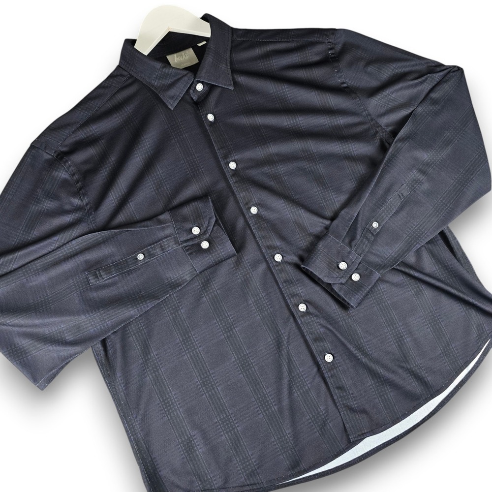 Buki Collection Seattle Mens XXL Navy Blue Plaid Long Sleeve Button Down Shirt